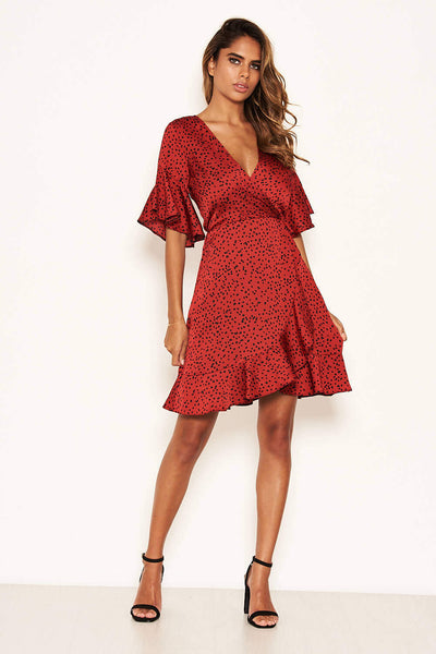 Red Spotty Wrap Dress – AX Paris